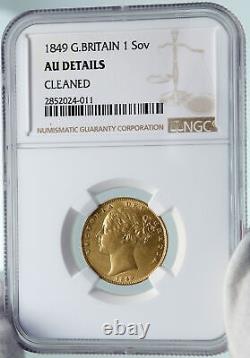 1849 GREAT BRITAIN Antique OLD UK Queen Victoria Gold Sovereign Coin NGC i87385