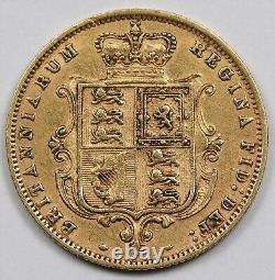 1874 Great Britain 1/2 Sovereign Gold Coin of Victoria Young Head Shield Back