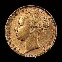 1880 Great Britain Sovereign Gold Coin Luster AU. 2355 AGW G1942