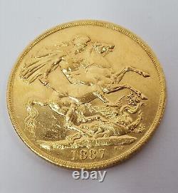 1887 Great Britain Queen Victoria Double £2 Sovereign Gold Coin