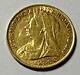 1896 Gold Great Britain Victiria. 917 Fine Gold 1/2 Sovereign Coin