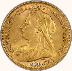 1896 Great Britain 1/2 Sovereign Gold Coin with Victoria Mature/Veiled Head, AU