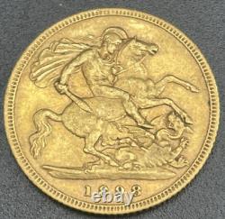 1898 Half 1/2 Sovereign Great Britain Gold Coin #480
