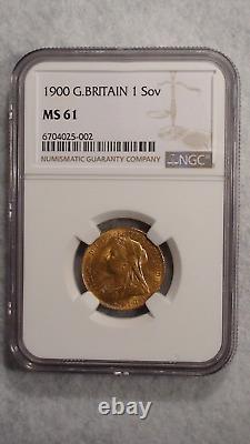1900 GREAT BRITAIN NGC MS61 ONE SOVEREIGN GOLD 1Sov Coin PRICED TO SELL