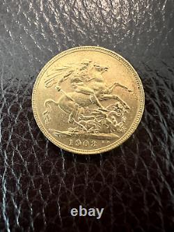 1903 Edwards VII Great Britain Gold 1 Sovereign British Pound Excellent