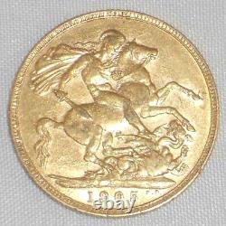 1905 Gold Coin from Great Britain Sovereign King Edward VII Head Right KM 805 AU