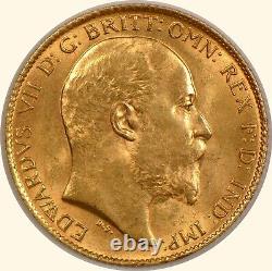 1910 Great Britain 1/2 Sovereign Gold Coin with Edward VII, Uncirculated