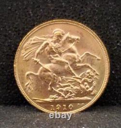 1910 Great Britain Gold Sovereign Edward VII 7.98GM 22K Gold SUPERB CONDITION