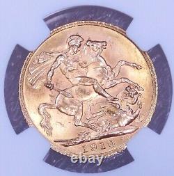 1910 Great Britain Gold Sovereign NGC MS61 Bright Great Luster Just Graded #Y997