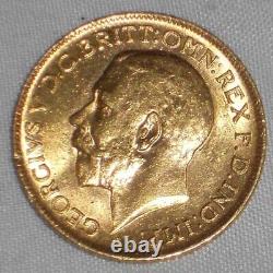 1912 Gold Coin from Great Britain Sovereign Having George V Head Left KM 820 AU+