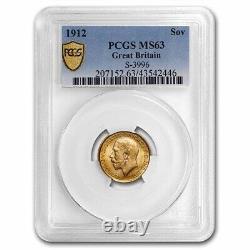 1912 Great Britain Gold Sovereign George V MS-63 PCGS