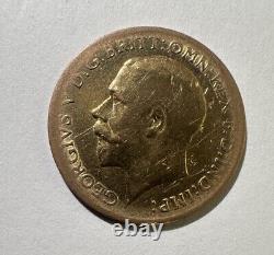 1913 GOLD GREAT BRITAIN SOVEREIGN KING GEORGE V COIN 9K GOLD PENDANT 3,7 Gr