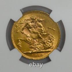 1913 Great Britain Gold Sovereign MS62 NGC 945535-8