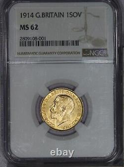 1914 Great Britain 1 Sovereign NGC MS62