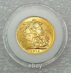 1915 Great Britain Gold Sovereign BU Bright Great Luster in Airtight Cap #A775