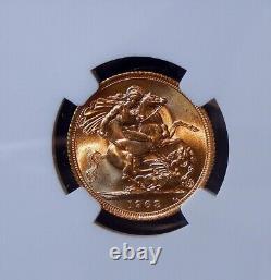 1963 Great Britain Sovereign NGC MS63 Choice Unc Gold (London Mint)