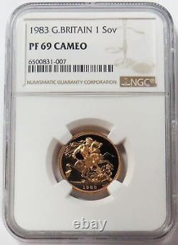 1983 Gold Great Britain 1 Sovereign Coin Ngc Proof 69 Cameo