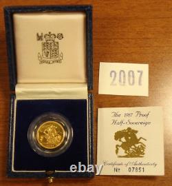 1987 Great Britain United Kingdom Proof Gold Half Sovereign in case with COA