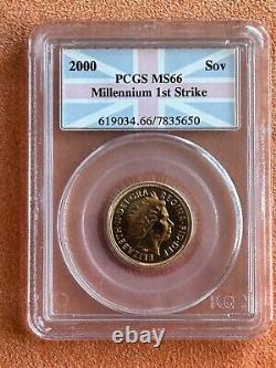 2000 Great Britain Gold Sovereign PCGS MS 66 Millennium 1st Strike Coin Full Sov