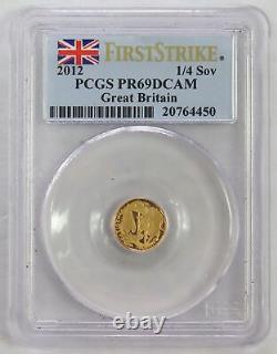 2012 Gold Great Britain 1/4 Sovereign Proof Coin Pcgs Pr 69 Dcam First Strike