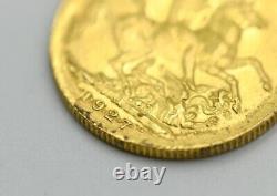 22K Yellow Gold 1927 Great Britain Pound Sovereign King George V Coin 7.9g
