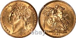 Great Britain 1821 George IV Gold Sovereign PCGS MS-62 Superb luster