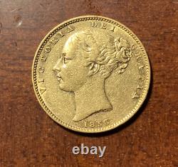 Great Britain 1856 Gold 1 Sovereign Shield AU Victoria