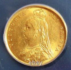 Great Britain 1887 Gold 1/2 Sovereign Jubilee Bust S-3869 ANACS MS-62