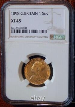 Great Britain 1898 Sovereign NGC XF45 Gold (London Mint)