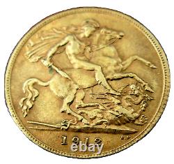 Great Britain 1912 Gold 1/2 Sovereign AU George V