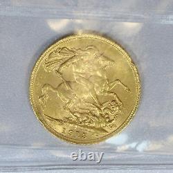 Great Britain 1915 GOLD COIN SOVEREIGN ICCS AU 55
