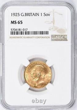 Great Britain 1925 Pure Gold Sovereign S-3996 NGC MS 65 $1,488.88-OBO