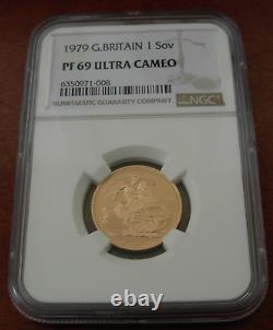 Great Britain 1979 Gold 1 Sovereign Pound NGC PF69UC