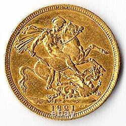 Great Britain George IV gold Sovereign 1821 ungraded
