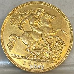 Great Britain Uk 1909 Gold Half Sovereign Key Date Uncirculated Condition #1